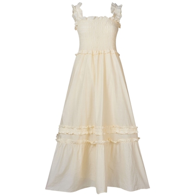 宝姿PORTSPURE女装舒适经典度假层叠木耳花边吊带连衣裙