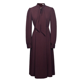 D-HARRY/迪哈利2025冬季新款复古深红色长袖连衣裙DH254J90893B