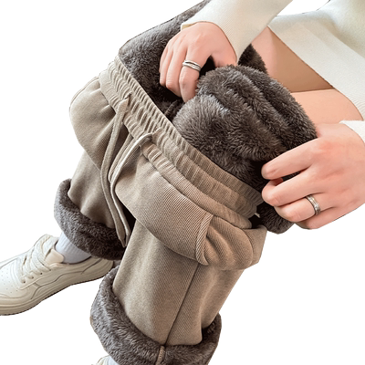 雪尼尔阔腿裤女窄版羊羔绒直筒裤