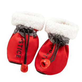 狗狗鞋子冬季棉鞋小型犬外出不掉脚套宠物鞋套软底甩不掉泰迪比熊