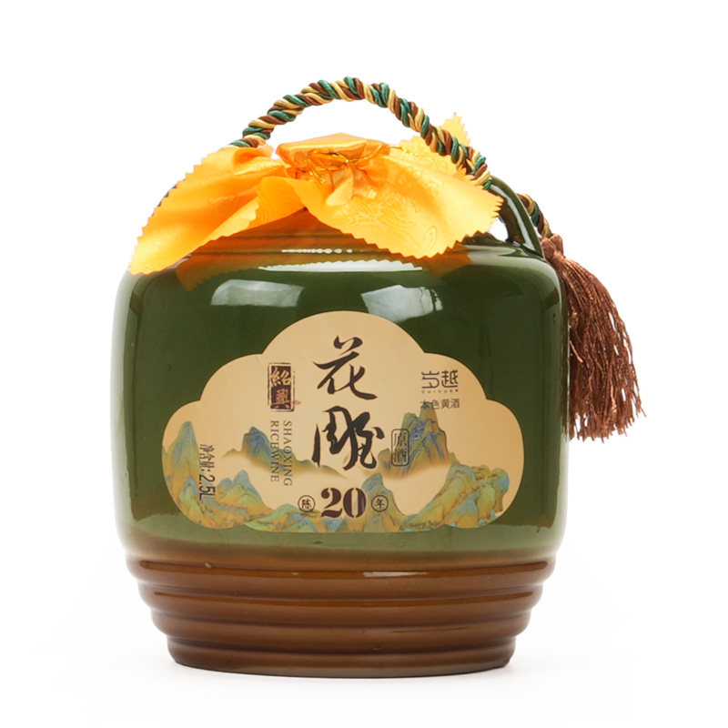 绍兴原浆黄酒二十年陈花雕酒手提陶瓷大坛装2.5L半干型本色原酒