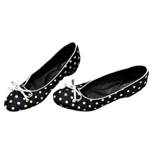 BANFANG女鞋|4.5CM中跟浅口波点芭蕾鞋俏皮少女蝴蝶结马毛单鞋女