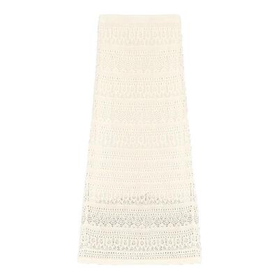 concise-white/简白春季新款女士镂空钩花针织半裙3017