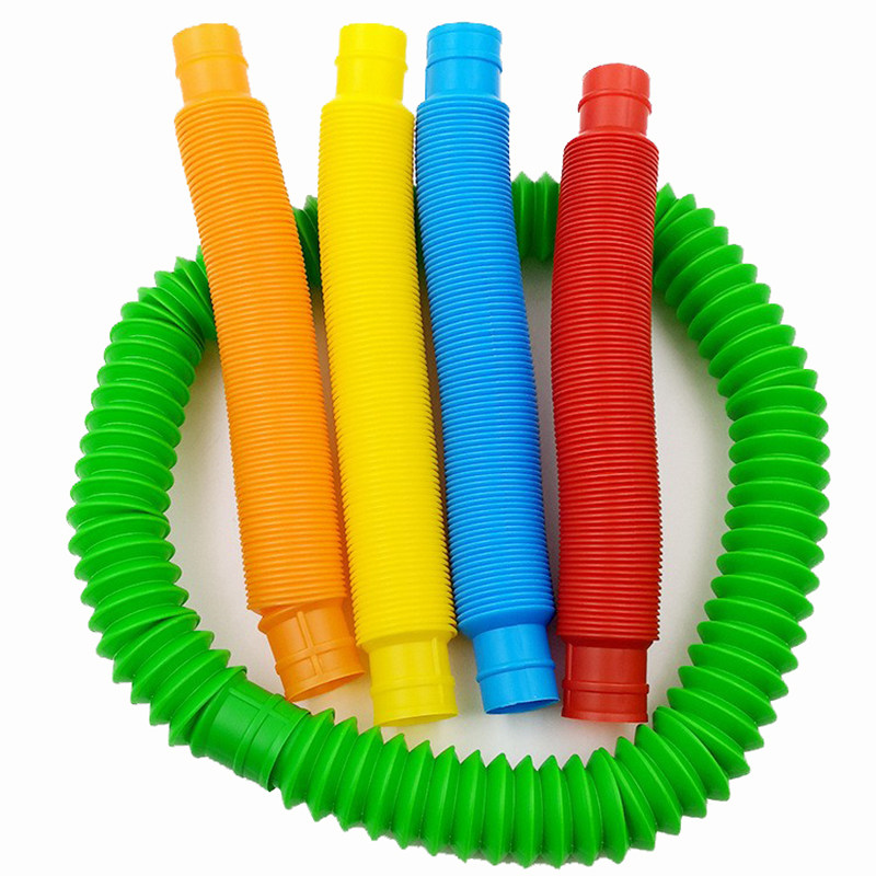 包邮Pop Tube彩色拉伸塑料管道伸缩波纹管儿童减压发泄玩具diy