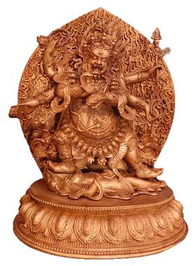 西藏纯红铜六臂玛哈嘎啦佛像8寸