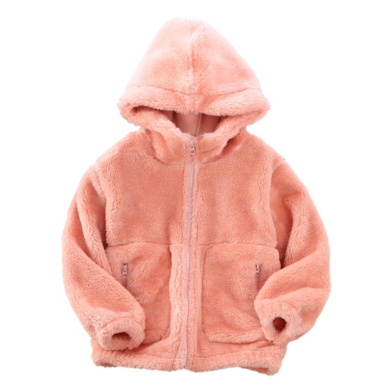 儿童加绒外套冬天保暖学生外面衣服连帽加厚仿皮草拉链衫冬装上衣