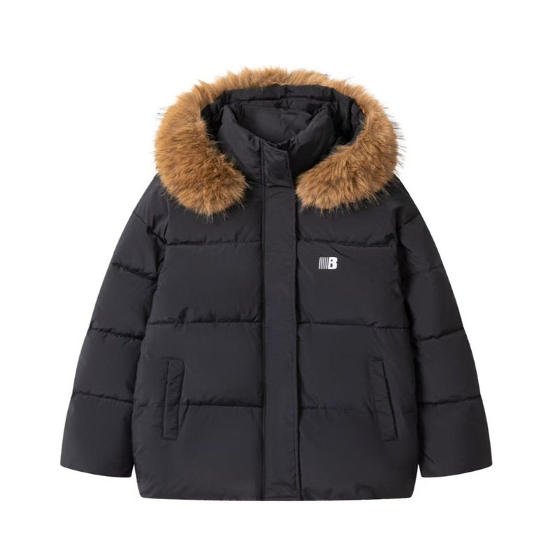 美式连帽加厚保暖可拆卸毛领棉服