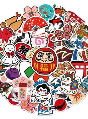 日本特色传统文化元素标志贴纸