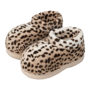 2025新款棉拖鞋女款包跟外穿棉鞋冬季豹纹毛绒拖鞋女TPR防滑高帮