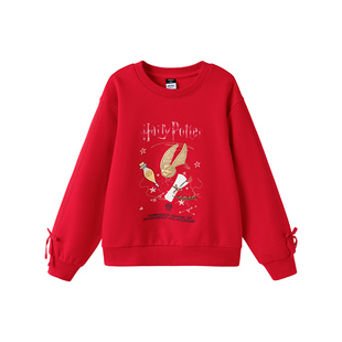 哈利波特联名巴拉巴拉女童长袖卫衣儿童红色打底衫百搭秋装童装潮