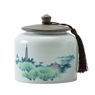 陶瓷茶叶罐大号密封罐空罐存储罐瓷罐红茶绿茶普洱茶罐家用防潮罐