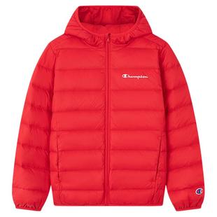 Champion冠军男女童三防抗菌轻薄蓄热连帽排骨红色羽绒服冬季新款