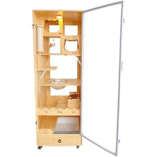 不占地猫笼实木全景猫别墅猫爬架小户型家用猫柜子猫屋一体猫砂盆