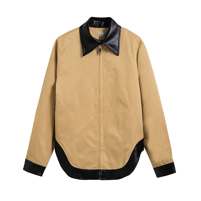 COLN秋季宽松尖领拼皮夹克