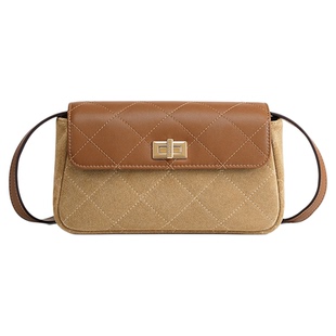 COOGI麂皮包包女士2025新款小众手提包通勤菱格单肩斜挎包小方包