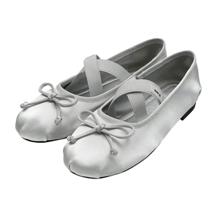 MARITHE女士交叉绑带平底鞋 潮流女缎面芭蕾风玛丽珍2025年秋韩系