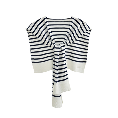 ins条纹针织外搭网红披肩