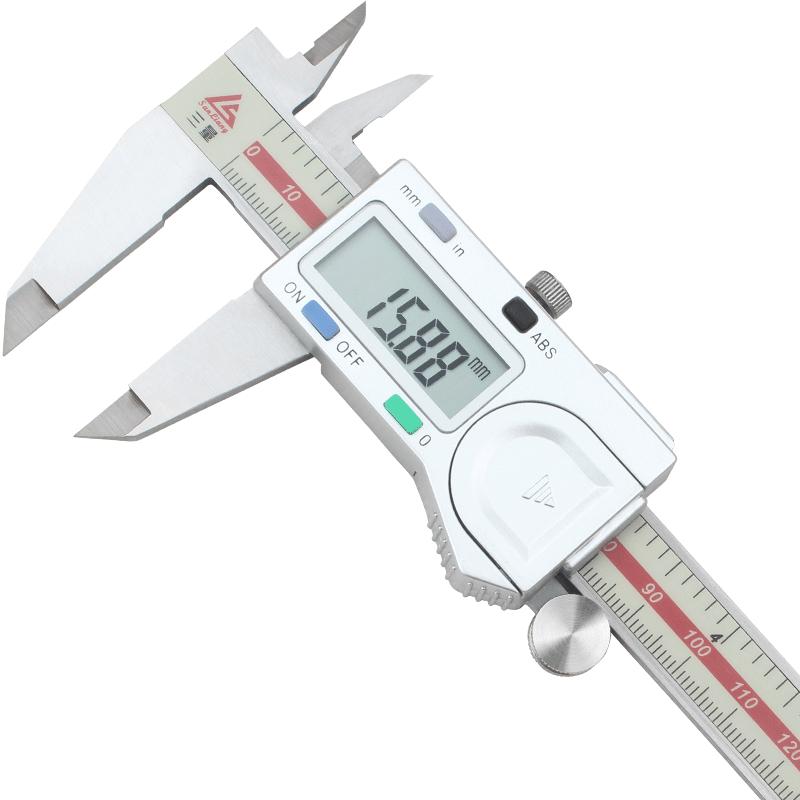 日本三量量具0-150mm电子数显卡尺高精度不锈钢游标卡尺数字测量