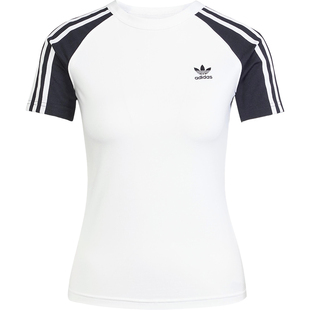 Adidas/阿迪达斯正品三叶草女士修身运动针织透气短袖JD0834
