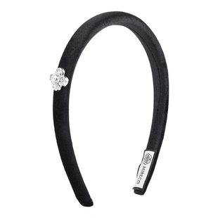 Becomi/小香风细黑色丝绒发箍轻奢高级感仿水钻花朵发窟精致头饰