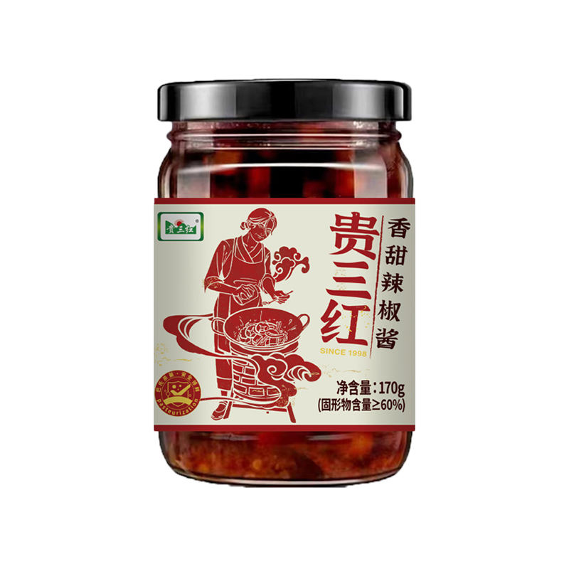 贵三红香甜辣椒酱软糯香甜藕丁贵州风味甜辣味拌饭拌面酱170g瓶装
