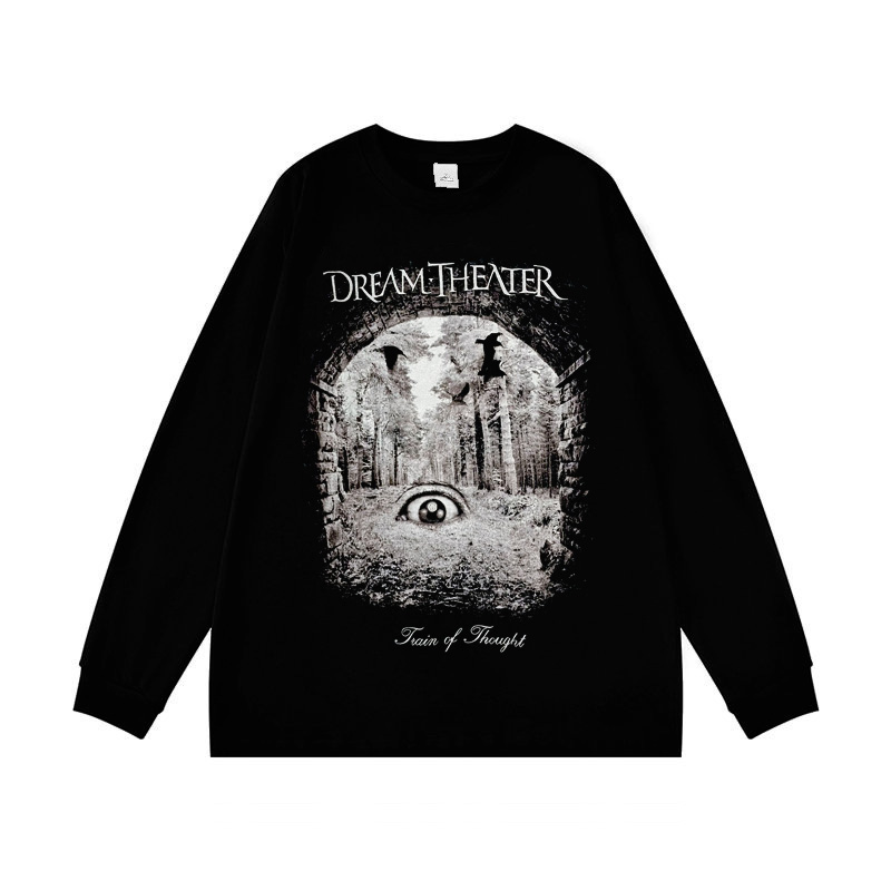 DREAMTHEATER乐队摇滚印花数码直喷长袖T恤男女黑色上衣纯棉春秋