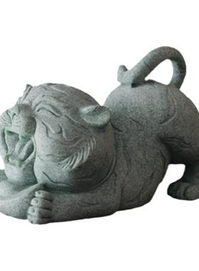 晨翔青砂石创意鱼缸造景福虎生财