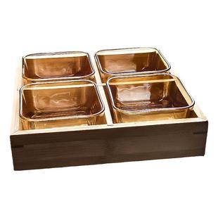 水晶玻璃碗带盖水果盘小果盘方形咸菜展示盒糖果盘子家用透明碟子