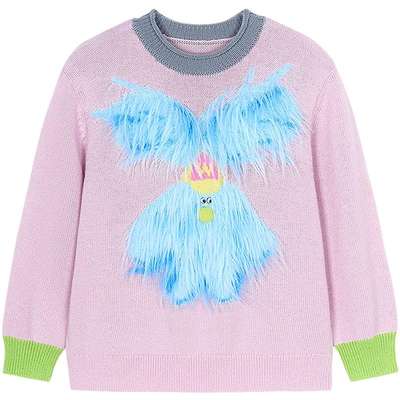 [美丽诺羊毛]woobaby儿童毛怪立体萌趣套头毛衣男女童针织衫上衣