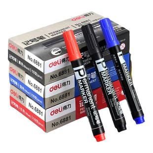 得力记号笔油性笔麦克笔马克笔单头写广告海报大头笔粗头黑色红色蓝色大容量防水速干不掉色物流快递专用批发