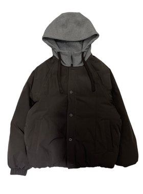 冬季潮牌设计感假俩件连帽羽绒服