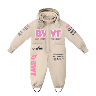 BWT阿尔派F1车队周边儿童滑雪服男童连体2025新款防水加厚装备