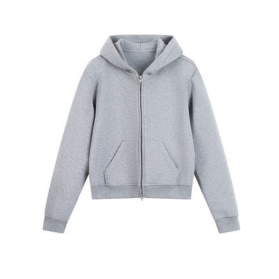 COLN空气层廓形短款连帽开衫卫衣