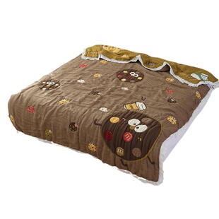 十层精梳棉泡芙被纯棉四季通用超柔卡通盖毯成人家用纯棉毛巾被子