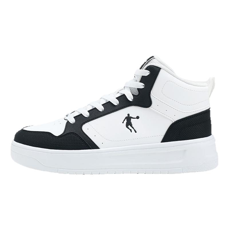 乔丹男鞋高帮鞋2025秋冬季新款皮面防水休闲运动板鞋青少年熊猫鞋