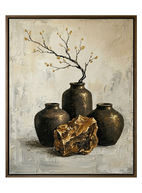 独家首发纯手绘 澄明·破息 玄关油画：极简素构图客厅装饰画N330