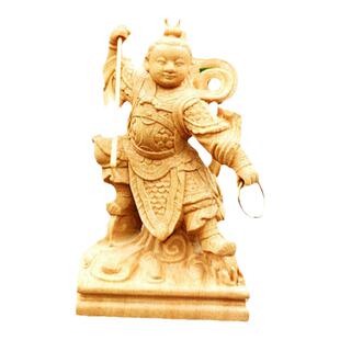 木雕哪吒三太子佛像实木工艺品家居招财黄杨木精雕中坛元帅摆件