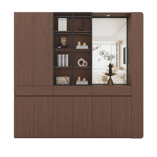 定制橡木鞋柜一体玄关门厅收纳柜家用门口靠墙全实木入户储物胡桃