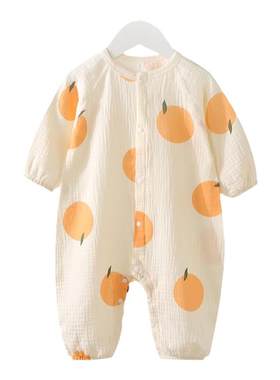 婴幼儿棉纱连体衣爬服春秋夏薄款