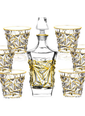 描金威士忌酒杯套装水晶玻璃
