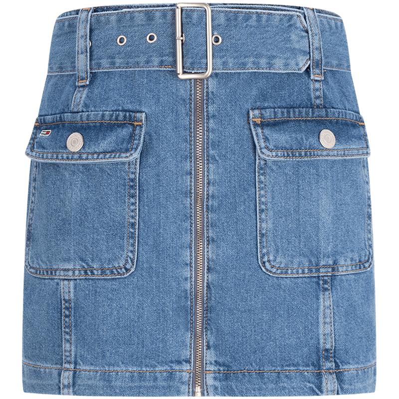 Tommy女装宽腰带低腰牛仔短裙