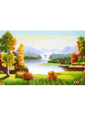 招财山水风景自粘聚宝盆装饰挂画