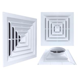 特白色ABS方形散流器中央空调四面出风百叶扩散风口通风防结露