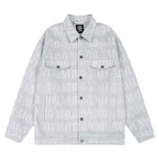 404MOB秋冬数码满印字母夹克国潮麂皮绒宽松美式复古休闲外套男女