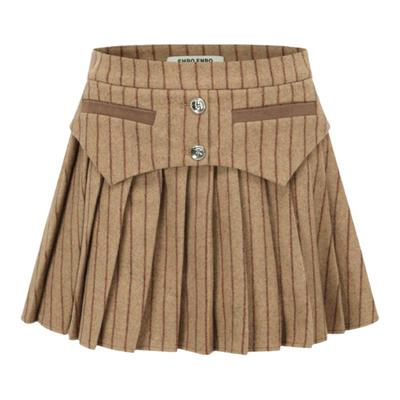 【明星艺人同款】SHRO ENRO 秋季新款小香风休闲条纹褶裙短裙