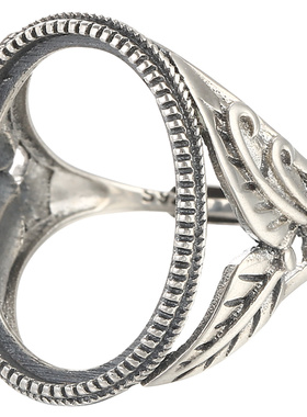 diy纯银镶嵌琥珀活口戒指空托