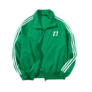 核爆炸三道杠怀旧校服开衫卫衣男女立领拉链春秋运动风格休闲外套