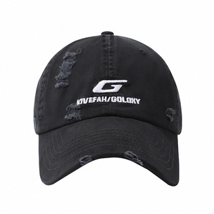 IIING帽控 美式刺绣鸭舌帽男女款韩版破洞做旧显脸小遮阳棒球帽子