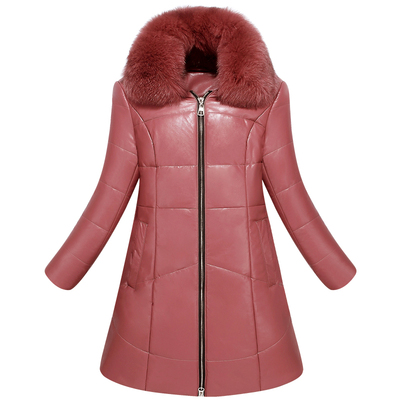 妈妈皮衣外套女加绒加厚毛领棉衣