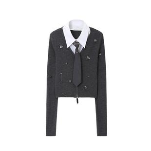 REVAN芮范设计师款学院风可卸真两件毛衫RL10106192